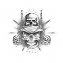 Skull and crossing bones with a banner that says 'Dead Men Tell No Tales' tattoo design idea