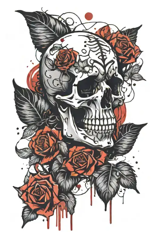 skeleton sadly shedding its skin beautiful rose tattoo design idea