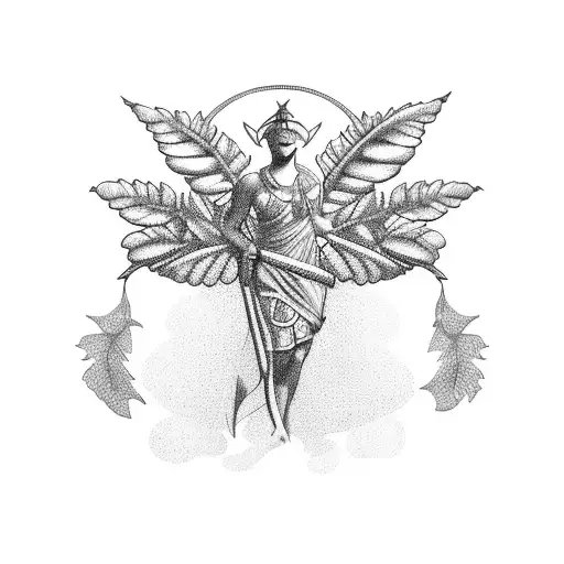 Athena, olive-tree leaves tattoo design idea