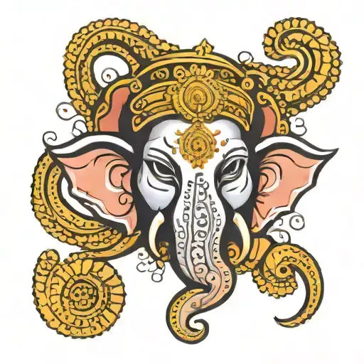 lord ganesha face mask into OM symbol incorporated tattoo design idea