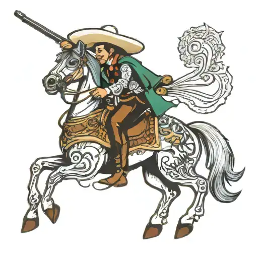 mariachi and guns on horse tattoo design idea