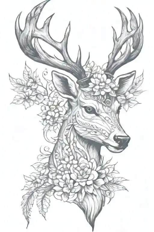 create an bavarian tattoo of a strong male deer with wheat and other bavarian elements for a guy in neo tradtional colou tattoo design idea