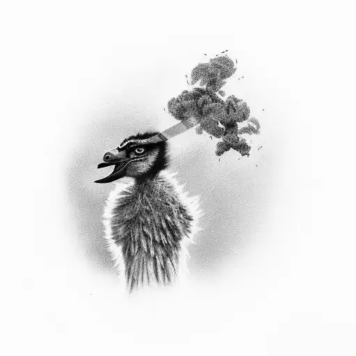 emu smoking a cigar tattoo design idea