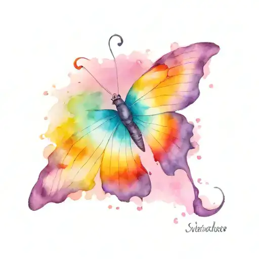 rainbow butterfly with a semicolon  tattoo design idea