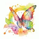 rainbow butterfly with a semicolon in the center      tattoo design idea