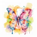 rainbow butterfly with a semicolon in the center      tattoo design idea