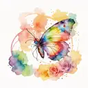 rainbow butterfly with a semicolon in the center      tattoo design idea