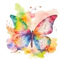 rainbow butterfly with a semicolon in the center      tattoo design idea