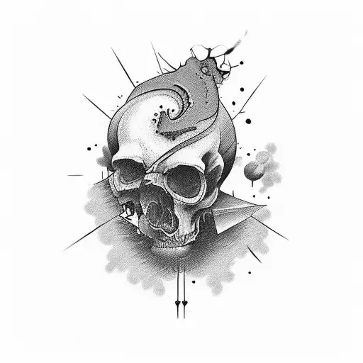 Ojo humano aplastado por un skate  tattoo design idea