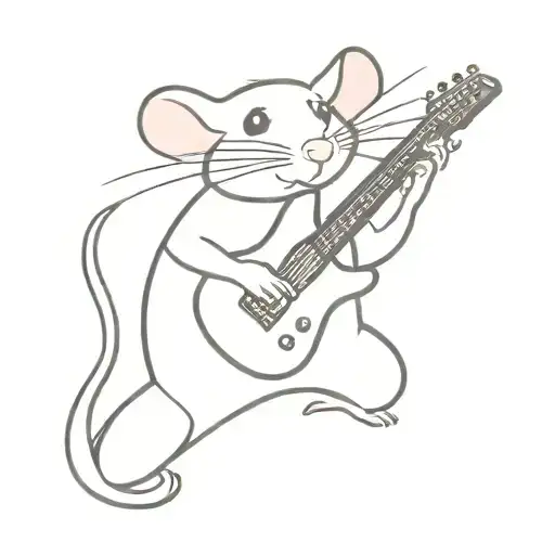 cute rat playing  Electric guitar tattoo design idea