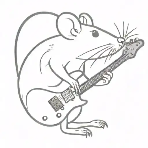 cute rat platino Electric guitar tattoo design idea