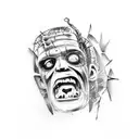 Frankenstein watercolor  tattoo design idea
