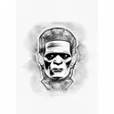 Frankenstein watercolor  tattoo design idea