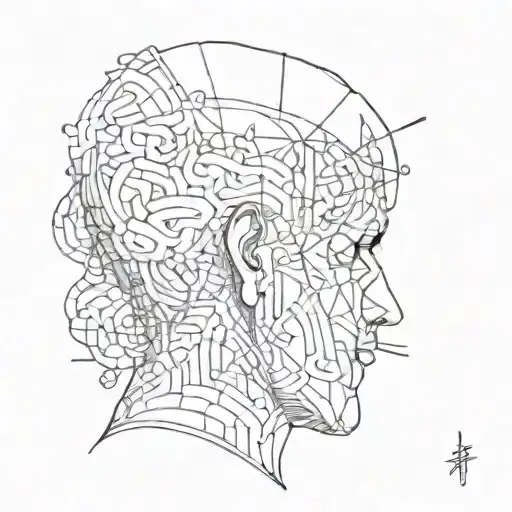 I suffer from depression. I feel like a prisoner in my mind. a little psychedelic. no face. back of the head. tattoo design idea