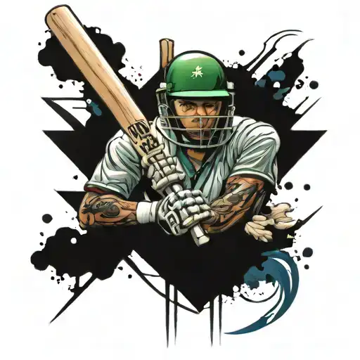 cricket player tattoo design idea