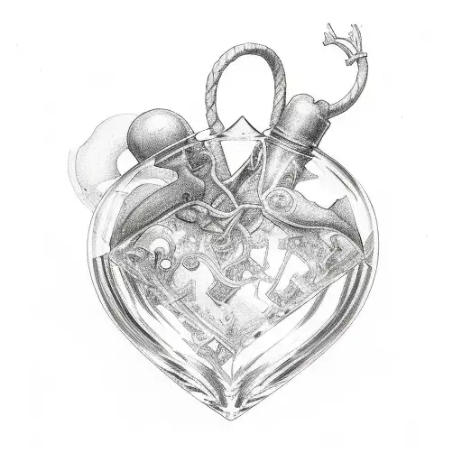 glass heart tattoo design idea