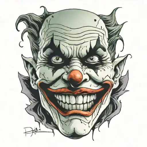 joker heavy smile realistic tattoo design idea
