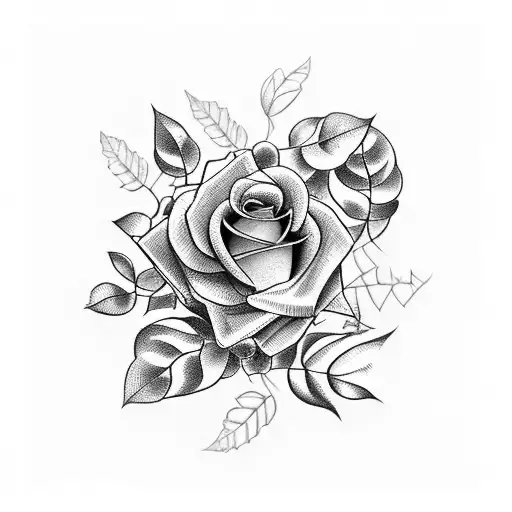 A bouquet of roses intertwined with vines and leaves tattoo design idea