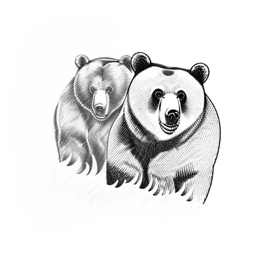 bear in a storm in front of a man tattoo design idea