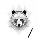 bear in a storm in front of a man tattoo design idea