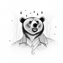 bear in a storm in front of a man tattoo design idea