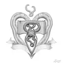 snake wrapped around a confederate flag heart, with a sword through the heart tattoo design idea