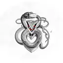 snake wrapped around a confederate flag heart, with a sword through the heart tattoo design idea
