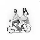 man and girl riding a bicycle tattoo design idea