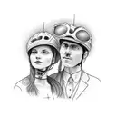 man and girl riding a bicycle tattoo design idea