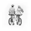 man and girl riding a bicycle tattoo design idea