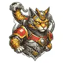 mechanical cat warrior tattoo design idea