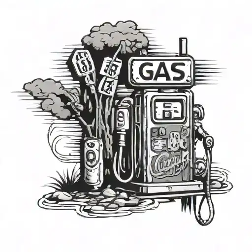 road 66 sign with gas pump integrated tattoo design idea