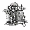 road 66 sign with gas pump integrated tattoo design idea
