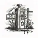 road 66 sign with gas pump integrated tattoo design idea