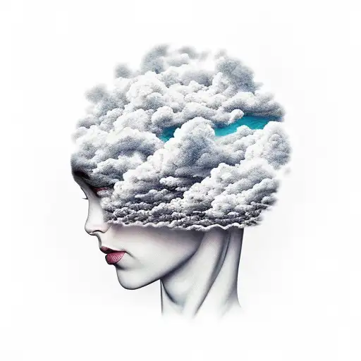 head in the clouds tattoo design idea