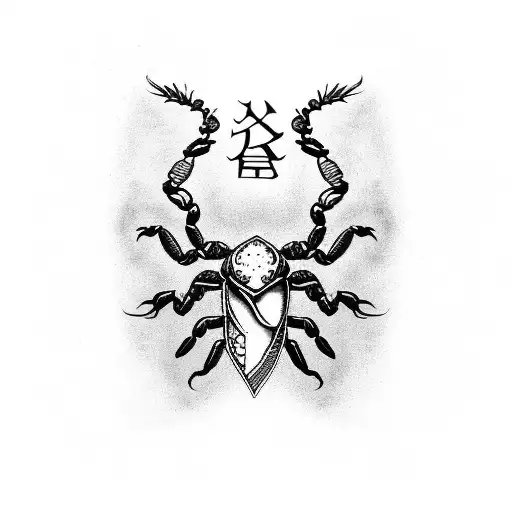 Scorpion with zodiac sign tattoo design idea