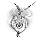 sea shell with bow and arrow tattoo design idea