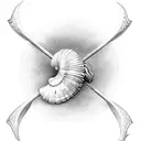 sea shell with bow and arrow tattoo design idea