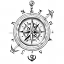 nautical compass, anchor, nautical clock and rope tattoo design idea