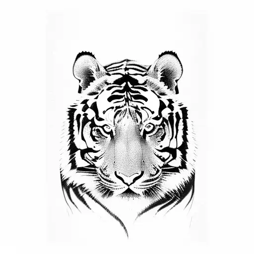 ASIAN TIGER PAINTING STYLE WITH LANDSCAPE tattoo design idea