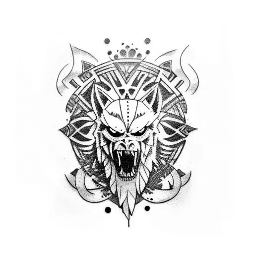 lobo brazo completo tattoo design idea
