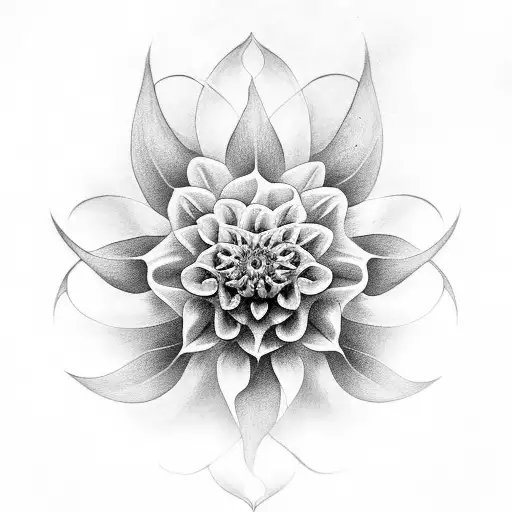 meaningful koru style dahlia tattoo design idea