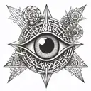 eye labyrinth tattoo design idea
