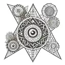 eye labyrinth tattoo design idea