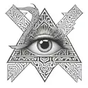 eye labyrinth tattoo design idea