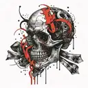 skull fuck cancer ribbon tattoo design idea