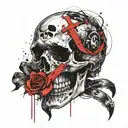 skull fuck cancer ribbon tattoo design idea