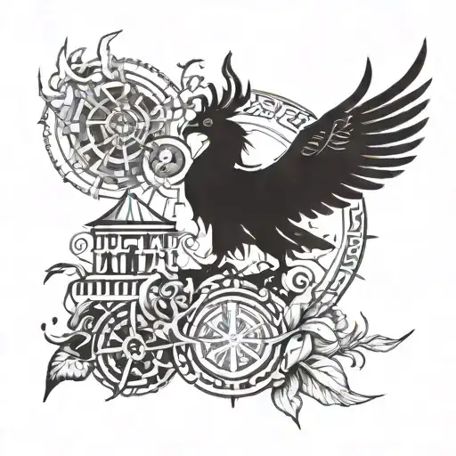 A tattoo design combining elements of Greek mythology and witchcraft symbols tattoo design idea