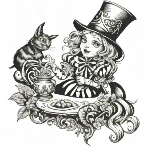 Alice in wonderland tattoo design idea
