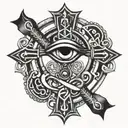 Ankh Symbol with eye tattoo design idea